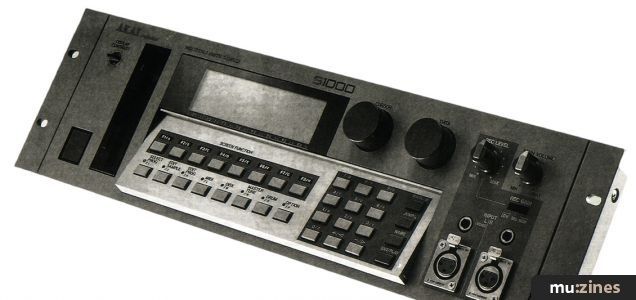 Vintage-Akai-S1000-Sampler mit Display, Reglern und Tastenfeld